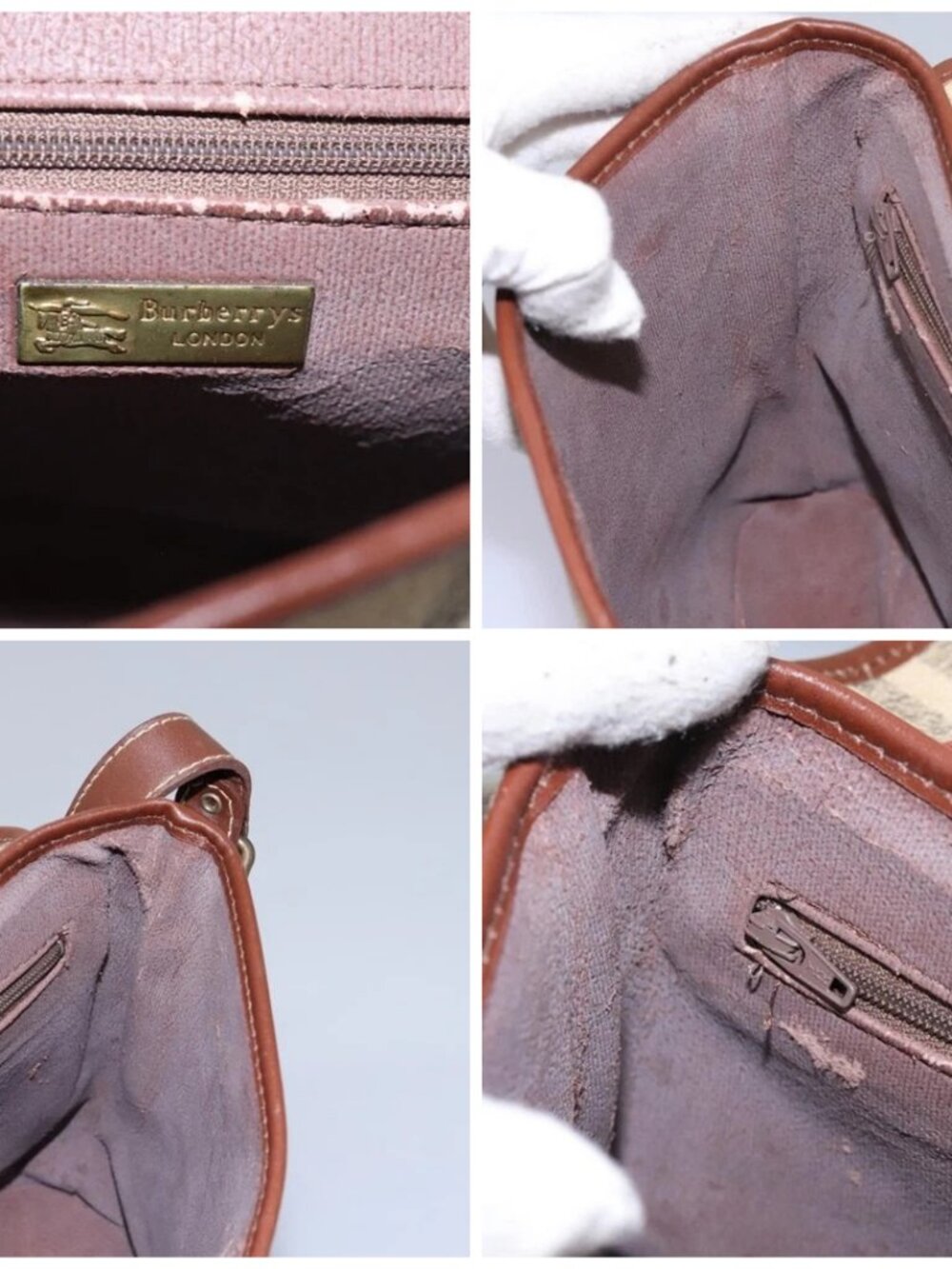 Burberrys Nova Check Shoulder Bag PVC Leather Beige Brown gold Auth BD093 - Picture 15 of 16